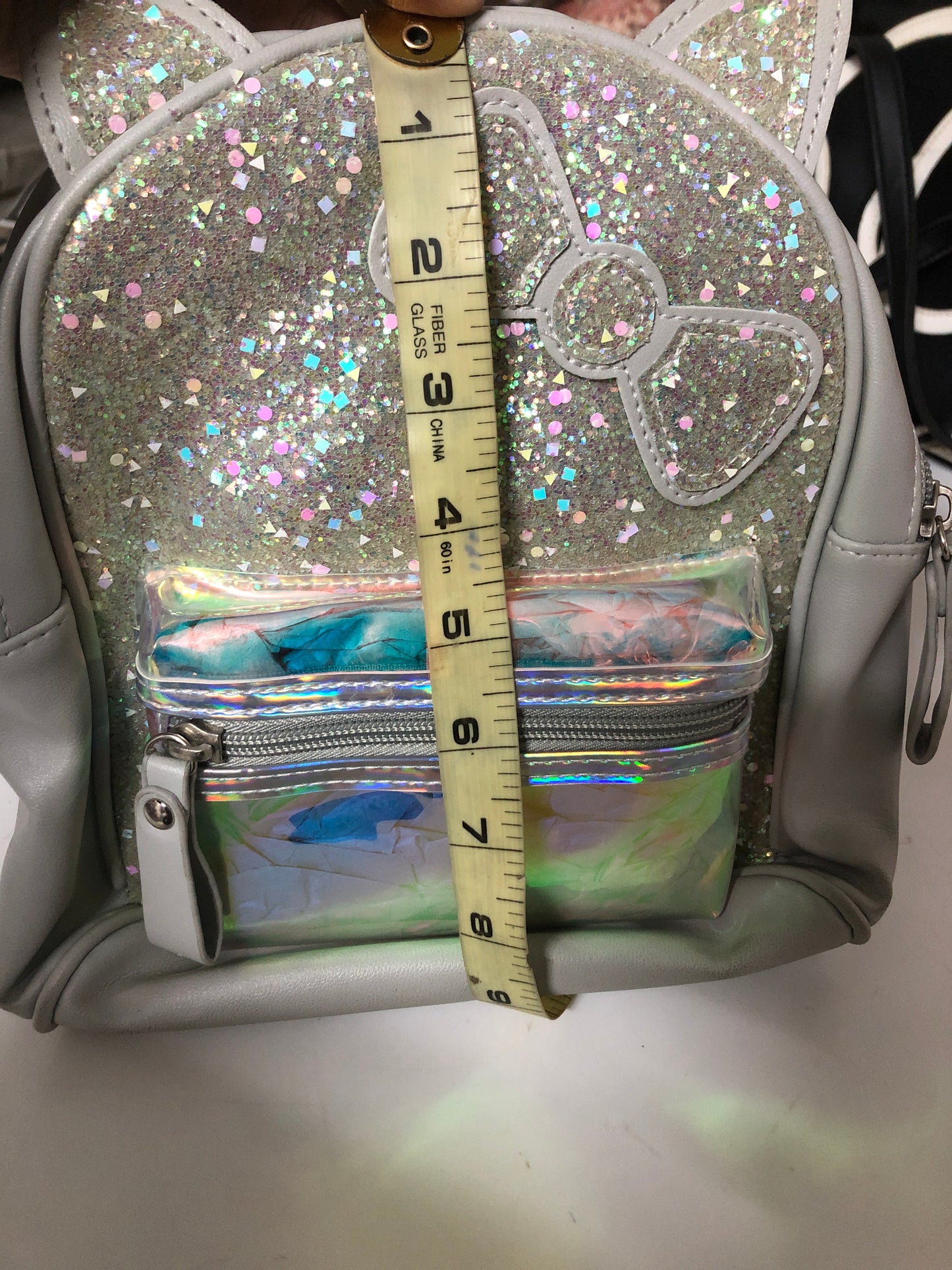 Silver lather backpack for kids.