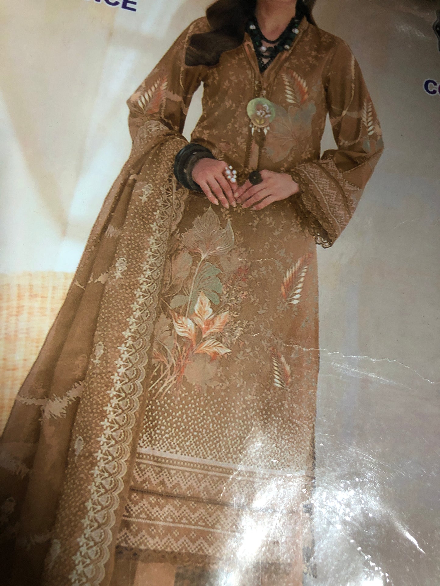 Lime light embroidered brown 3 pc suit