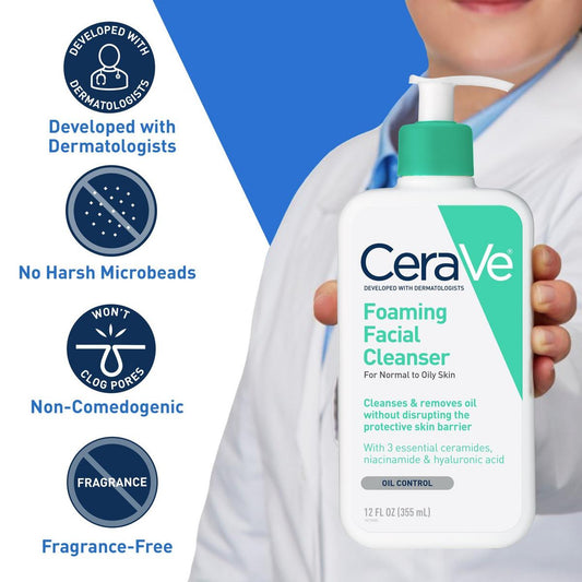 CeraVe Foaming Cleanser with Niacinamide for Normal to Oily Skin