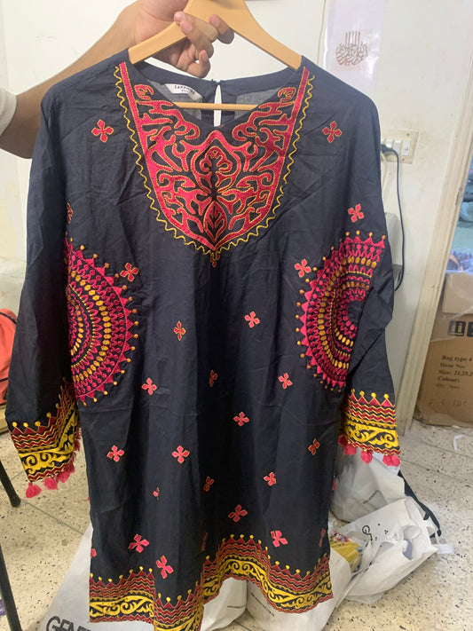 Sapphire black red embroidered kurti