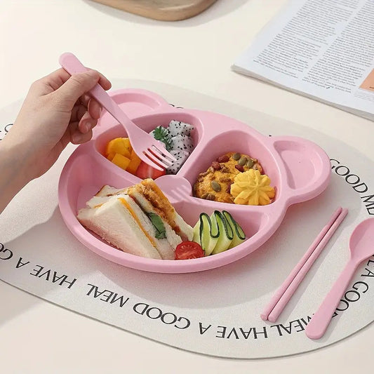 PA FREE BEAR BABY FEEDING PLATE SET