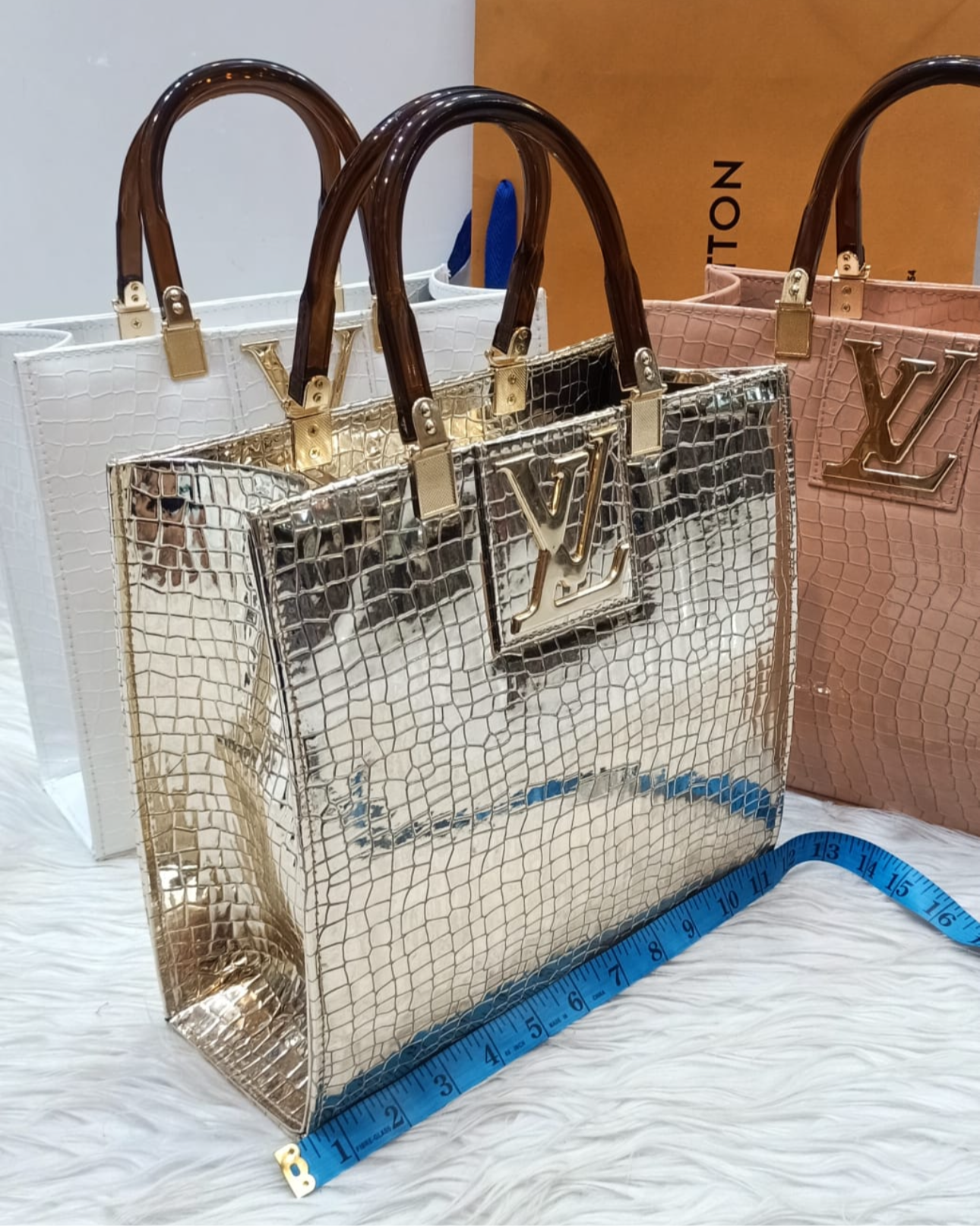 LV snake skin bags with long belt