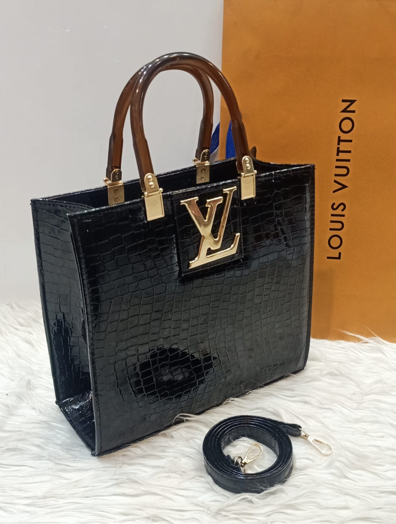 LV snake skin bags with long belt