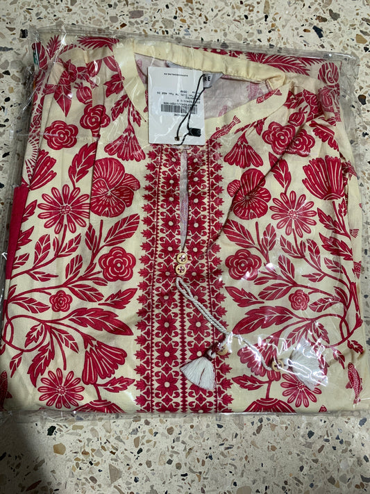 Sapphire kurti offwhite and red