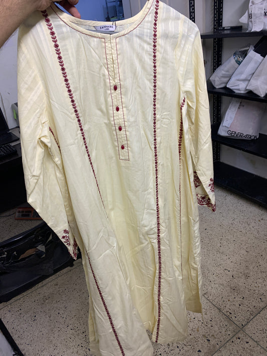 Sapphire off white embroidered kurta