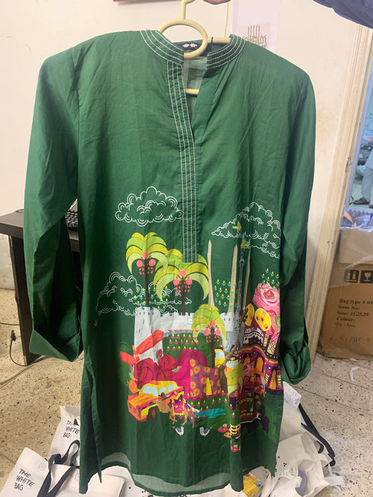 Khaadi green painted shirt