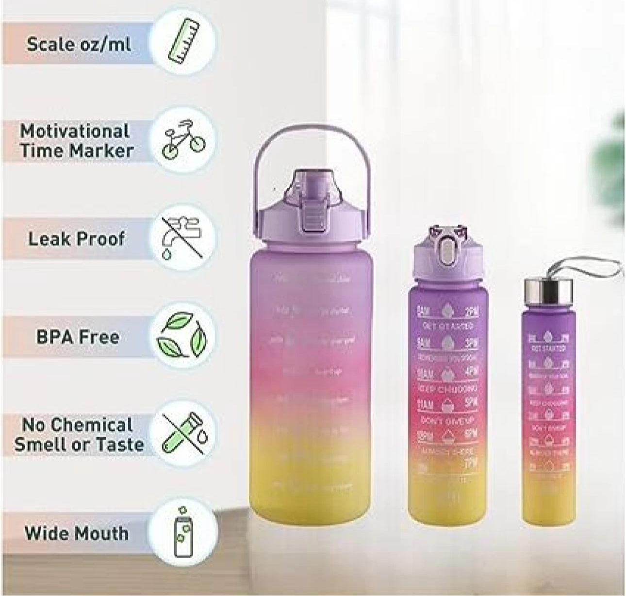 Motivational water bottle2000ml