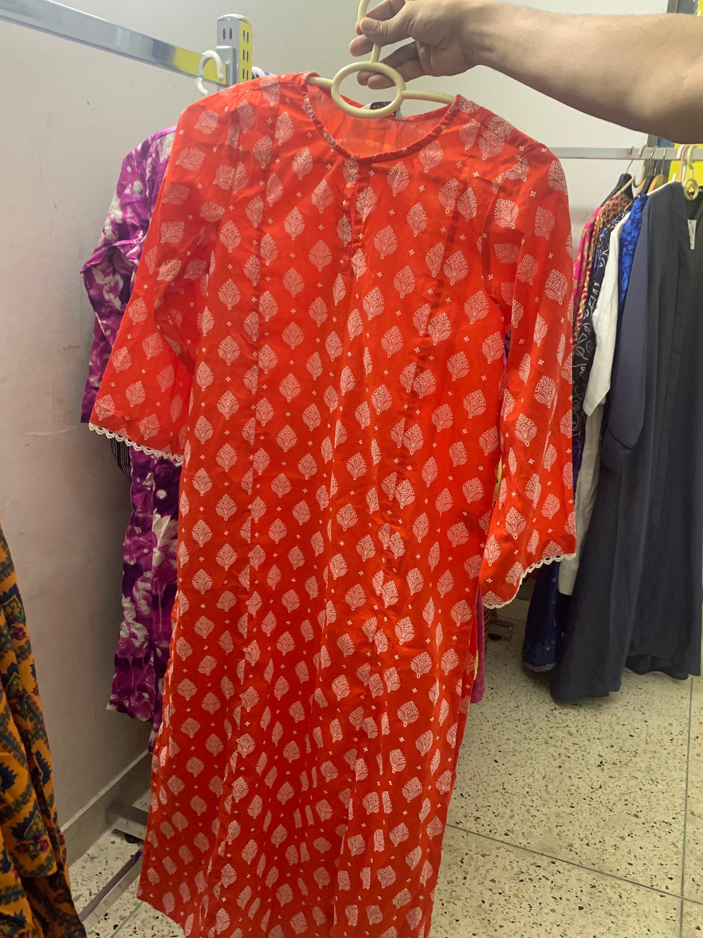 Orange embossed kurti