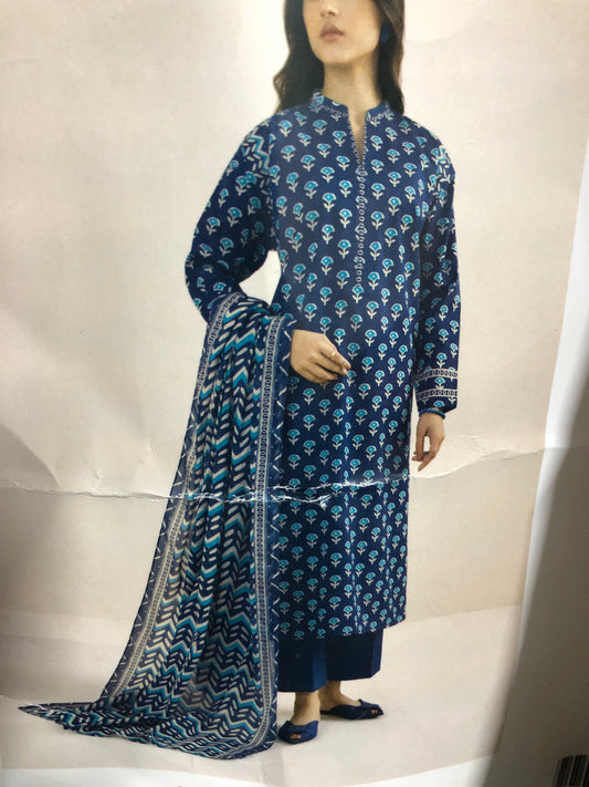 Sapphirr 3 pc lawn blue suit