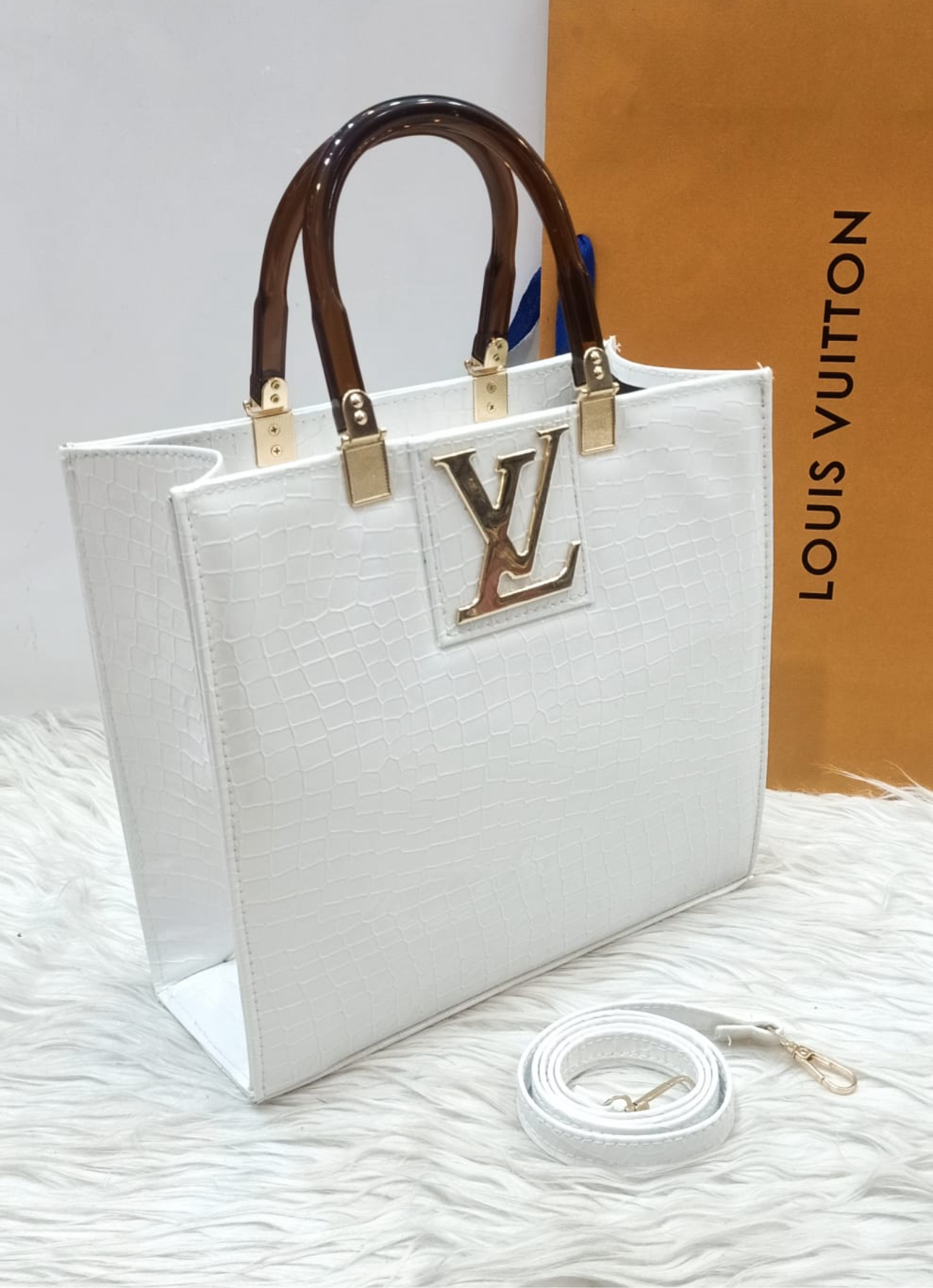 LV snake skin bags with long belt