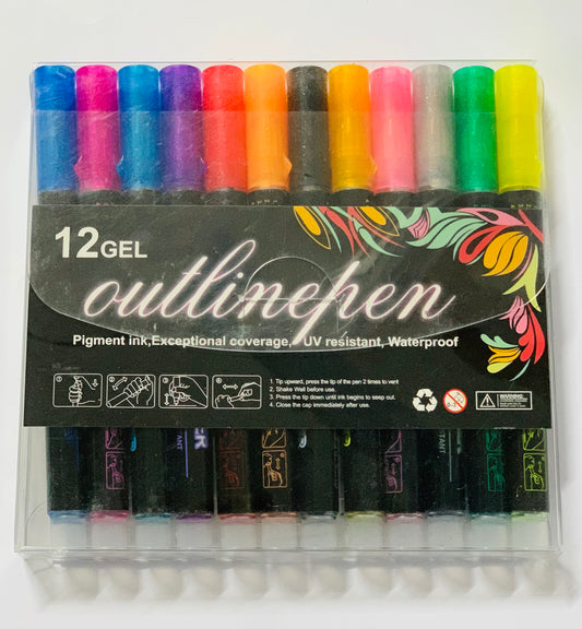 Neon outline pen 12pcs set