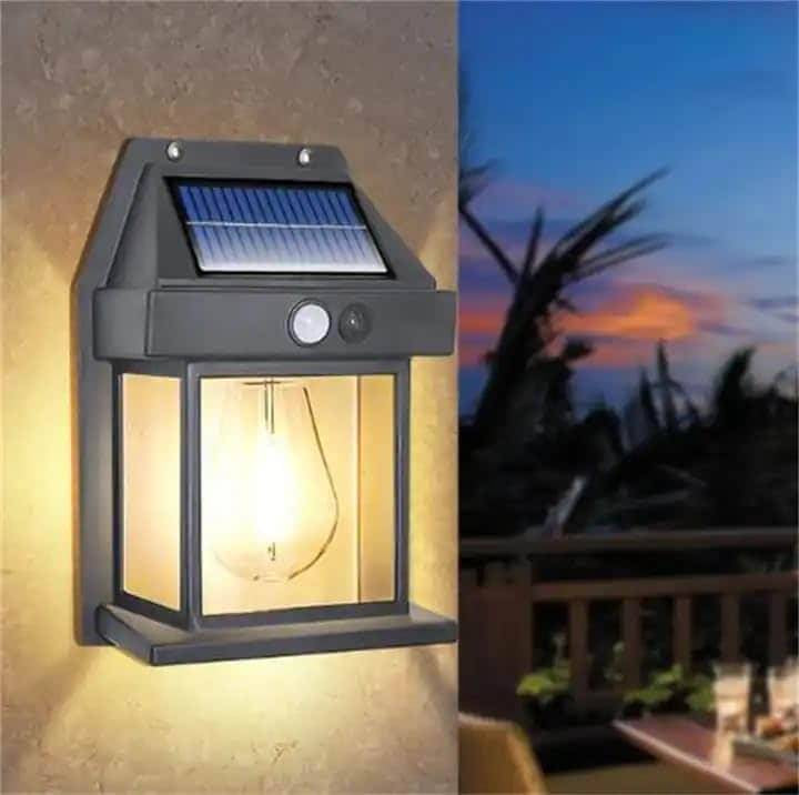 Solar Powered Wall Lantern Lights, LED Dusk to Dawn Solar Sconce Outdoor Wall Mount, Motion Sensor Front Porch Lights Fixtures Waterproof for Patio Garage