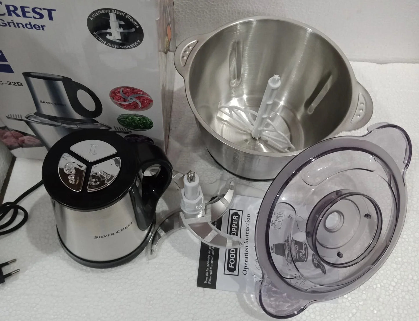 Silver Crest SC-01 Multi Functions Meat Chopper (3 Litr) Steel Bowl – 1000W brand silver crest