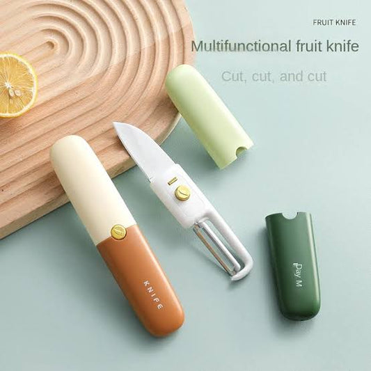 Multifunctional 2 in 1 Stainless Steel Fruit Knife Peeler, Fruit and Vegetable Peeler Dual-Use Knifes