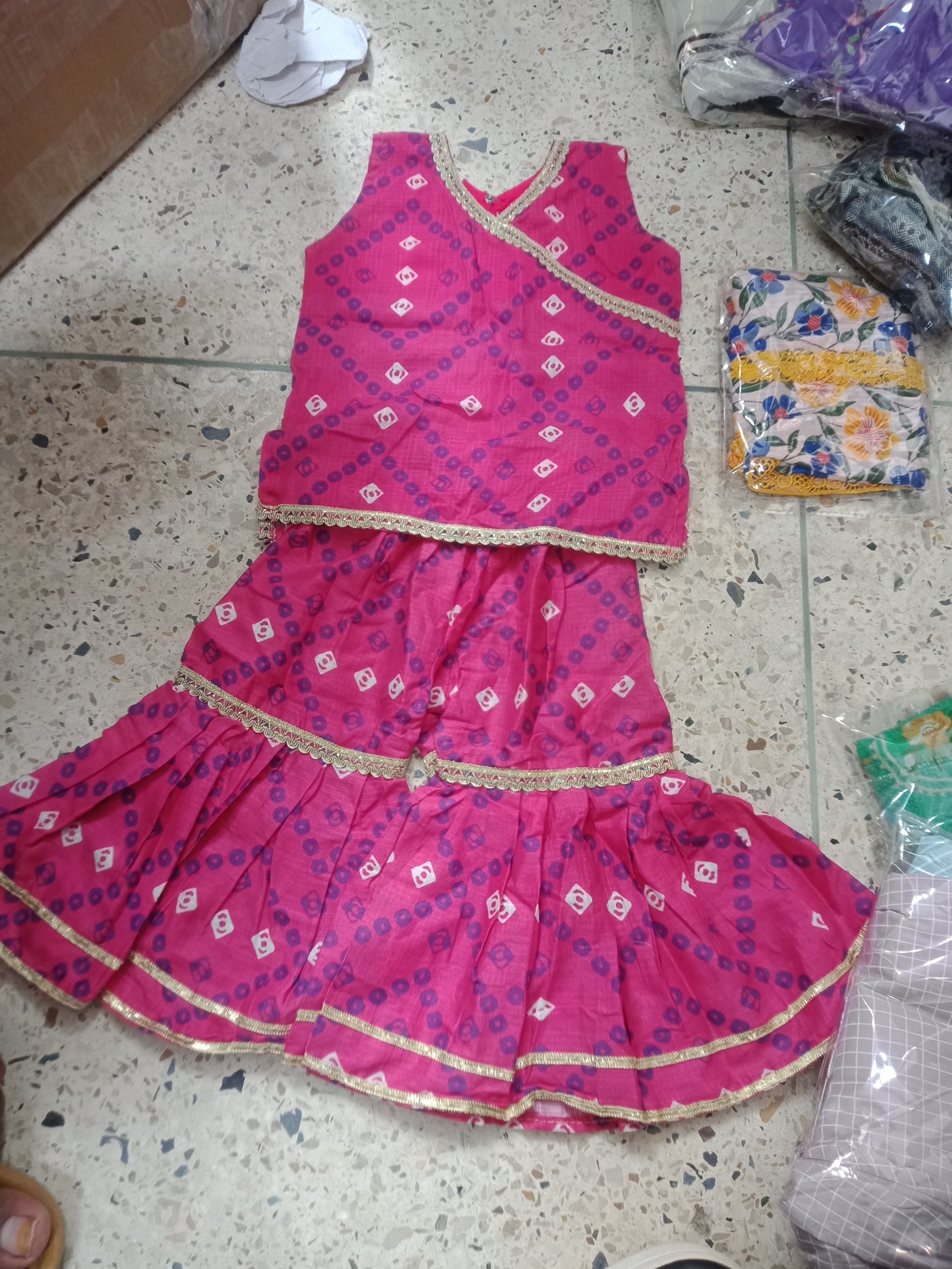 Kids pink gharara